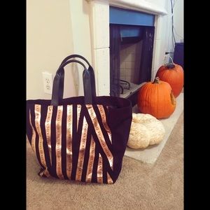 Adorable and Large VS Tote in Black and Gold